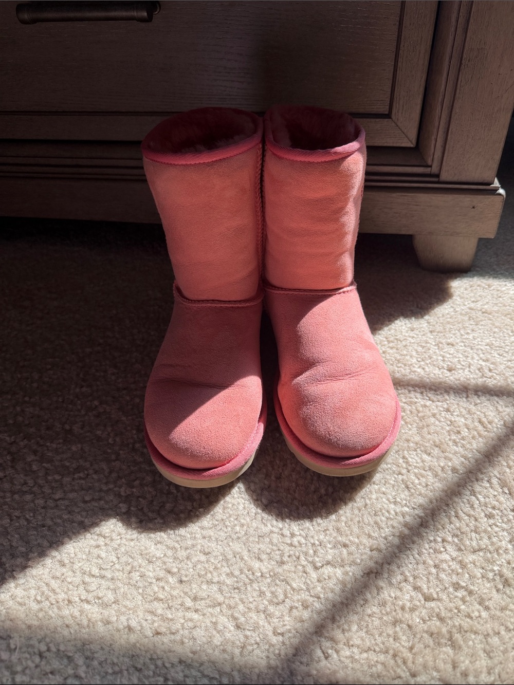 UGG Pink Suede Ankle Booties